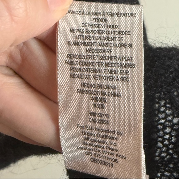 Free People Sheer Black Fair Isle Flutter Sleeve Off the Shoulder Sweater Top XS - Picture 9 of 12